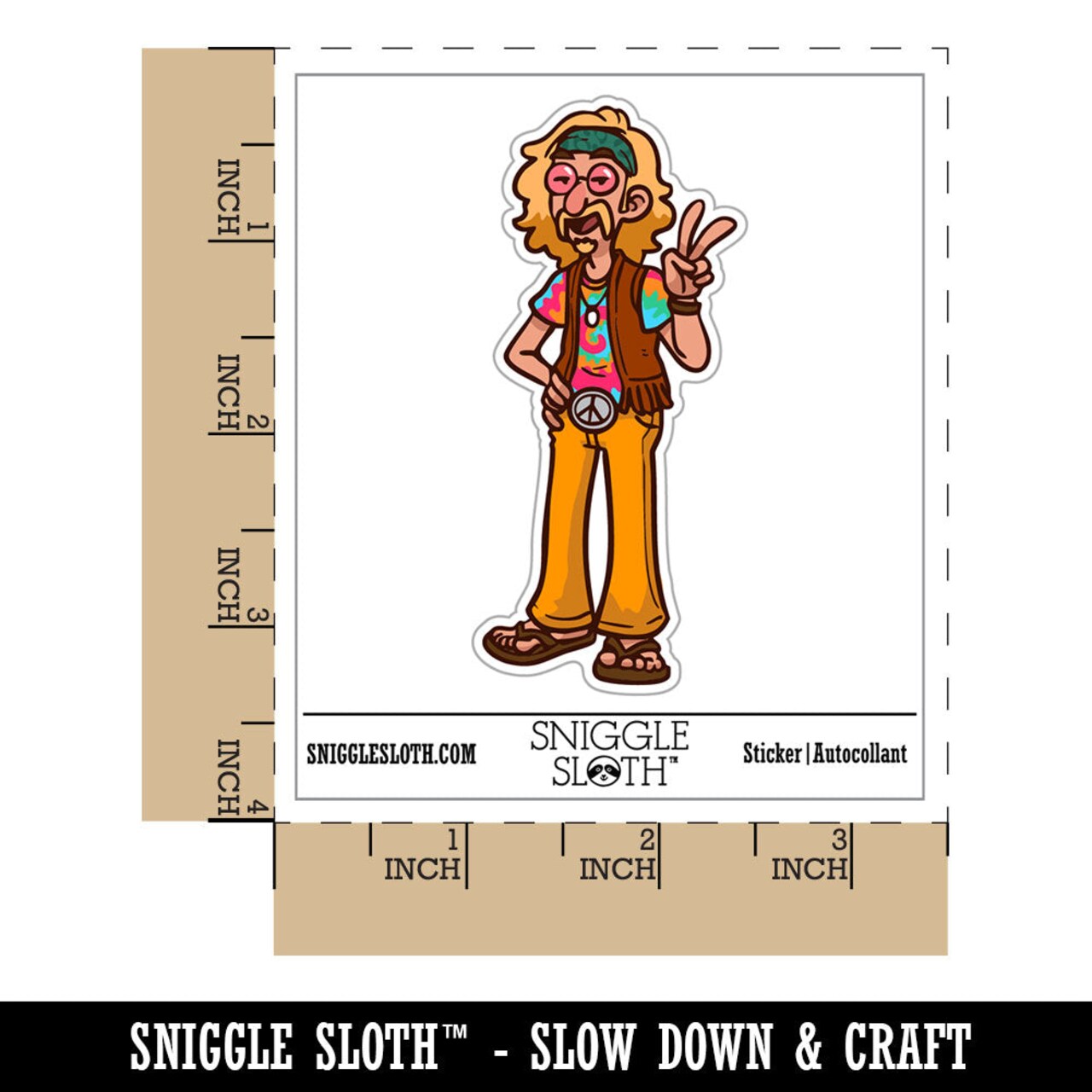 Water Bottle Sticker Set Boho Hippie Hippy Man Tie Dye Counter Culture Cute Waterproof Vinyl Stickers Pack Decal, Skateboard, Laptop, Car, Window, Bumper - 5 Pack